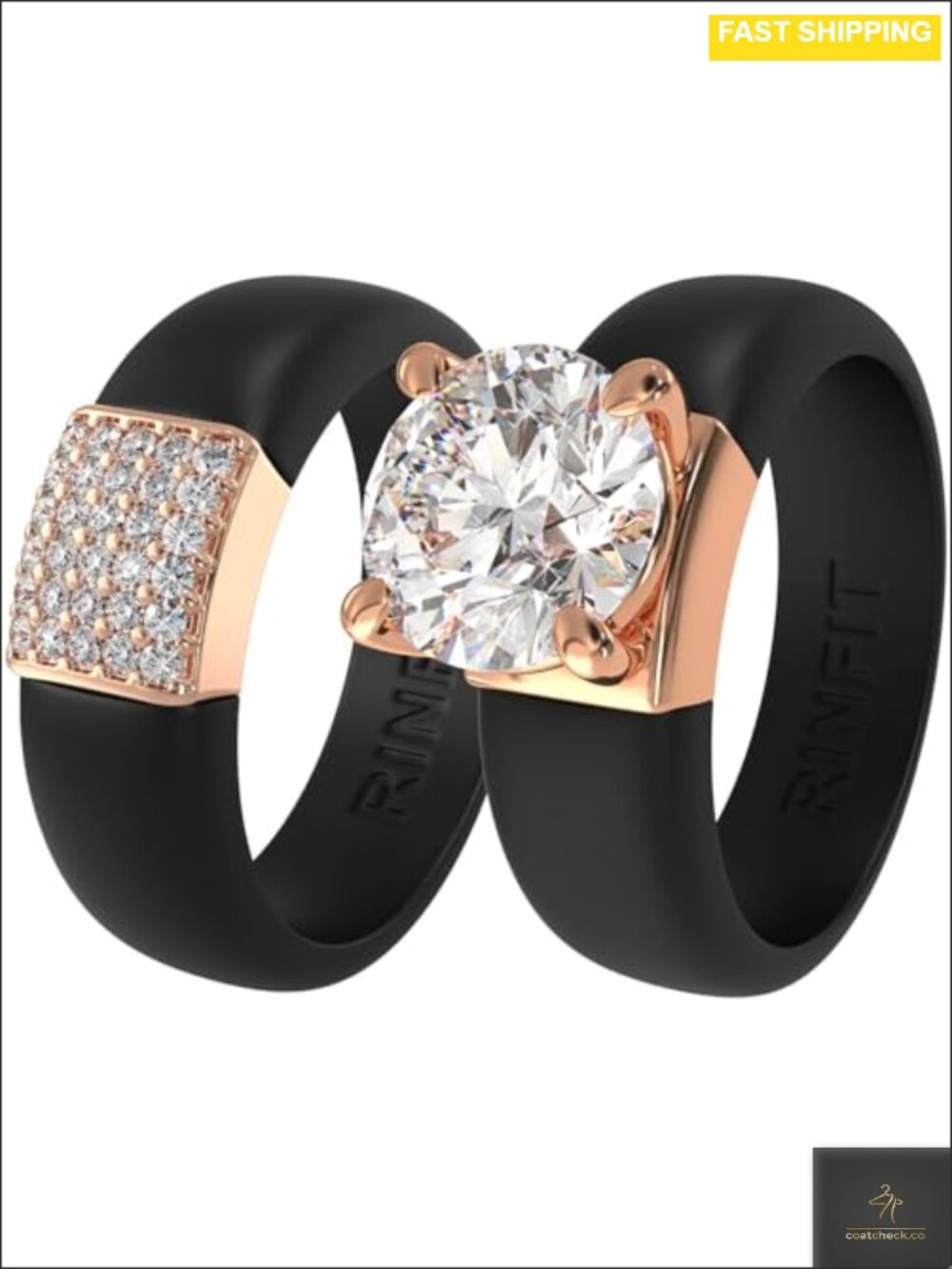 Rinfit Silicone Ring with Round Cut CZ & Brass Prong Setting
